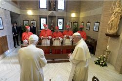 Papa Francisco e os novos cardeais visitam Bento XVI